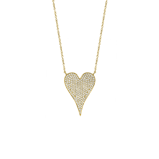 Yellow Gold Heart Pendant with Diamond Pave image number 0
